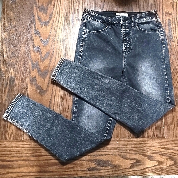 SO EUC Black Acid Wash Super High Rise Stretch Skinny Jean Jeggings - SIZE 4 - Picture 2 of 9